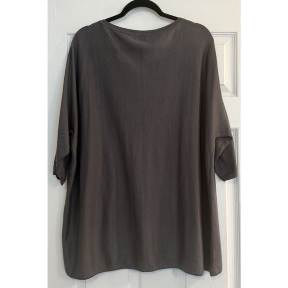 Garnet Hill Sweater Top Women’s LG Gray Silk Blend Lagenlook Oversized Dolman - Picture 2 of 11